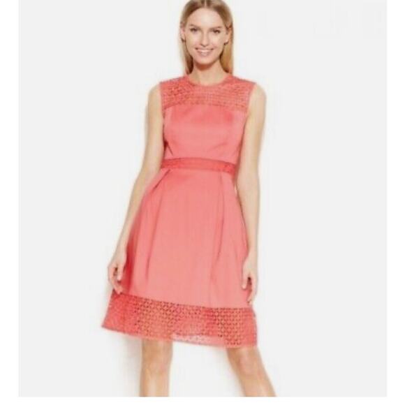 Calvin Klein Lace Cut Out Sleeveless Pleated Dress Size 10 Pink - Picture 1 of 10